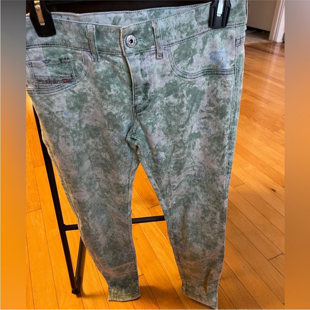 Green Multi Print Women Jeans